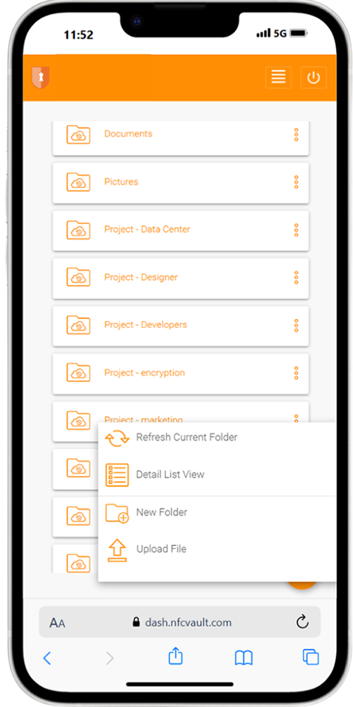 NFC Vault mobile app